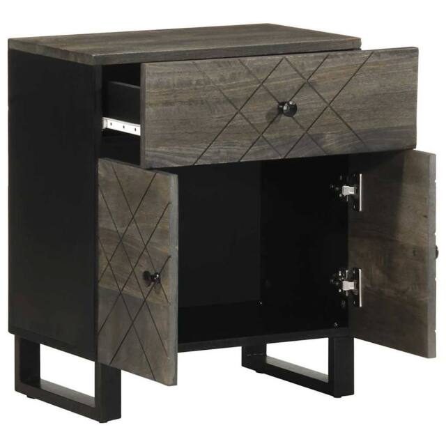 Berkfield Home Bedside Cabinet Black 50x33x60 cm Solid Wood Mango - Size: 50 x 33 x 60 cm - image 1
