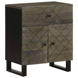 Berkfield Home Bedside Cabinet Black 50x33x60 cm Solid Wood Mango - Size: 50 x 33 x 60 cm - thumbnail 2