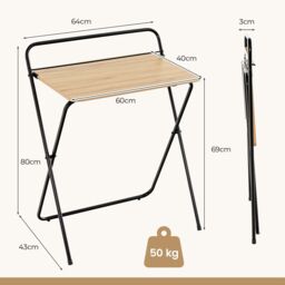 Costway Folding Computer Desk Compact Home Office Writing Desk Versatile Study Desk in Natural - thumbnail 2