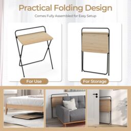 Costway Folding Computer Desk Compact Home Office Writing Desk Versatile Study Desk in Natural - thumbnail 6