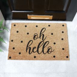 Artsy Mats Oh Hello Doormat - Regular 60x40cm in Black - Size: 40 cm x 60 cm - thumbnail 1
