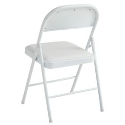 MCC Direct Set of 4 Folding Dining Chairs Metal Frame Padded Seats in White - thumbnail 4