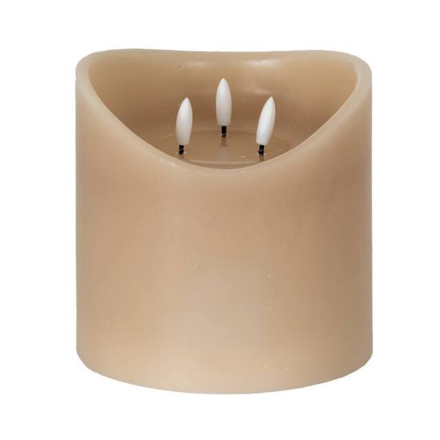 Lemon Pavilion Furniture and Decor Natural Glow 6x6 Melted LED Candle - Plastic - L15xW15xH15 cm - Taupe in Brown