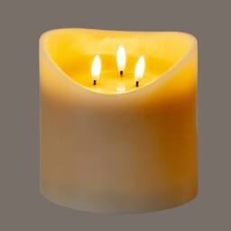 Lemon Pavilion Furniture and Decor Natural Glow 6x6 Melted LED Candle - Plastic - L15xW15xH15 cm - Taupe in Brown - thumbnail 2