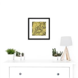Artery8 Ranson Tiger In The Jungle 8X8 Inch Square Wooden Framed Wall Art Print Picture with Mount in Black - thumbnail 2