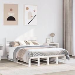 Berkfield Home Beautiful Bed Frame without Mattress White 135x190 cm Double Soli - thumbnail 2