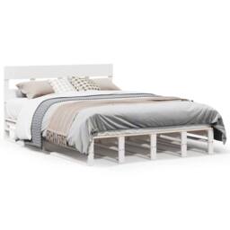 Berkfield Home Beautiful Bed Frame without Mattress White 135x190 cm Double Soli - thumbnail 3