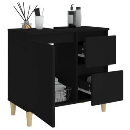 Berkfield Home Bathroom Cabinet Black 65x33x60 cm Engineered Wood - Size: 65 x 33 x 60 cm - thumbnail 4
