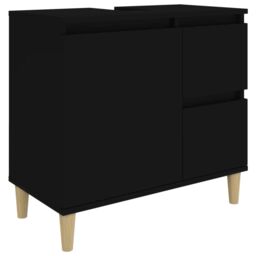 Berkfield Home Bathroom Cabinet Black 65x33x60 cm Engineered Wood - Size: 65 x 33 x 60 cm - thumbnail 2