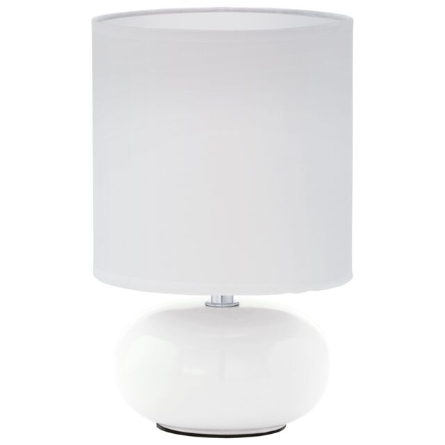Loops Table Lamp Colour White White Fabric Shade In Line Switch Bulb E14 1x40W - image 1