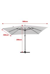 Garden Sanctuary Garden 3m x 3m Square Large Cantilever Parasol with Fillable Base in Light Grey - thumbnail 6