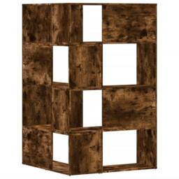 Berkfield Home Elegant Corner Bookcase 4-Tier Smoked Oak 85x85x140 cm Engineered Wood in Brown - Size: 85 x 85 x 140 cm - thumbnail 6