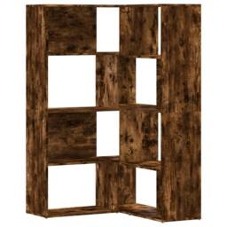 Berkfield Home Elegant Corner Bookcase 4-Tier Smoked Oak 85x85x140 cm Engineered Wood in Brown - Size: 85 x 85 x 140 cm - thumbnail 3