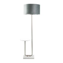 ValueLights Tavel Chrome Floor Lamp with Table & Grey Velvet & Chrome Lamp Shade & Bulb - thumbnail 2