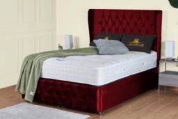 UK Bed Furniture Edwina Divan Ottoman Storage Bed with End Lift & 54 Inch Headboard in Maroon - Size: Super King - thumbnail 1