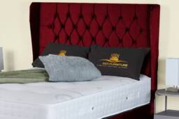 UK Bed Furniture Edwina Divan Ottoman Storage Bed with End Lift & 54 Inch Headboard in Maroon - Size: Super King - thumbnail 3