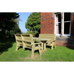 Churnet Valley Garden Furniture Ltd Ergo Dining Table Bench Set - Sits 4 - Min. Assembly Required in Brown - thumbnail 4