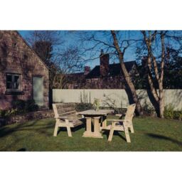 Churnet Valley Garden Furniture Ltd Ergo Dining Table Bench Set - Sits 4 - Min. Assembly Required in Brown - thumbnail 2