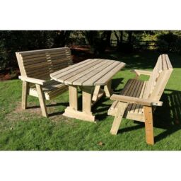 Churnet Valley Garden Furniture Ltd Ergo Dining Table Bench Set - Sits 4 - Min. Assembly Required in Brown - thumbnail 3