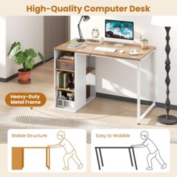 Costway 115 CM Computer Desk Modern Home Office Desk in Natural - thumbnail 7