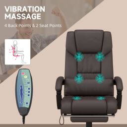 VINSETTO 6-Point PU Leather Massage Chair Electric Padded Angle Adjustable Remote in Brown - thumbnail 4