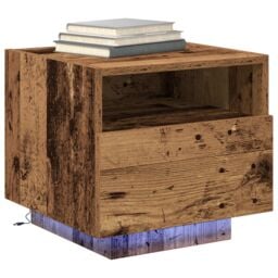 Berkfield Home Bedside Cabinets with LED Lights 2 pcs Old Wood 40x39x37 cm in Brown - Size: 40 x 39 x 37 cm - thumbnail 3