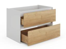 Vente-unique Wall-Hung Vanity Unit - Natural & White - 80 Cm - LANNICK in Light Oak - thumbnail 6