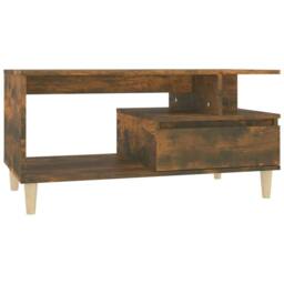Berkfield Home Coffee Table Smoked Oak 90x49x45 cm Engineered Wood in Brown - Size: 90 x 49 x 45 cm - thumbnail 1