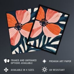 "Artery8 Abstract Flower Bloom Coral Pink Blue Floral Wall Art Print - Size: W24"" x H32""" - thumbnail 2