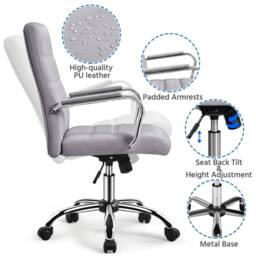 Kelvenix Office Chair Desk Chair Executive Chair Mid Back Rolling Chair Light in Grey - thumbnail 4