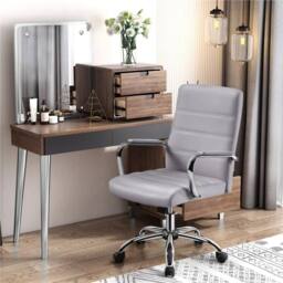 Kelvenix Office Chair Desk Chair Executive Chair Mid Back Rolling Chair Light in Grey - thumbnail 2