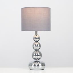 ValueLights Marissa Pair of Stacked Ball Silver Chrome Touch Table Lamps in Grey - thumbnail 3