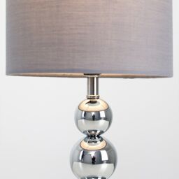 ValueLights Marissa Pair of Stacked Ball Silver Chrome Touch Table Lamps in Grey - thumbnail 4