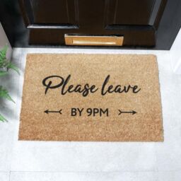 Artsy Mats Please leave by 9pm Doormat (60 x 40cm) in Brown - Size: 40 cm x 60 cm - thumbnail 1