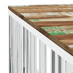 Berkfield Home Coffee Table Silver Stainless Steel & Solid Wood Reclaimed - thumbnail 5