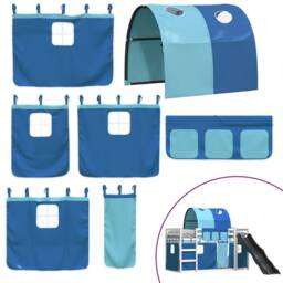 Berkfield Home Bunk Bed without Mattress with Slide & Curtains Blue 90x200 cm - thumbnail 5