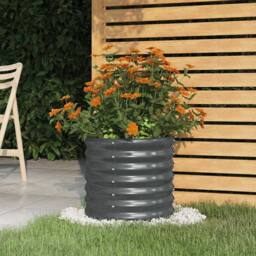 Berkfield Home Garden Planter Powder-coated Steel 40x40x36 cm Anthracite in Black - Size: 40 x 40 x 36 cm - thumbnail 2