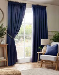 Luxury Living Adi Lined Pencil Pleat Curtains in Navy - Size: 117 cm width x 229 cm drop - thumbnail 1