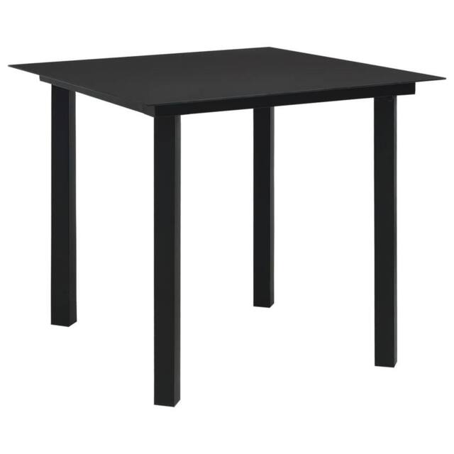 Berkfield Home Garden Dining Table Black 80x80x74 cm Steel & Glass - Size: 80 x 80 x 74 cm - image 1
