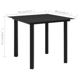 Berkfield Home Garden Dining Table Black 80x80x74 cm Steel & Glass - Size: 80 x 80 x 74 cm - thumbnail 4