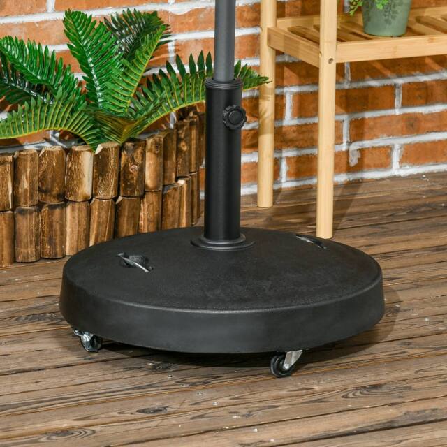 OUTSUNNY 23.5kg Round Resin Garden Parasol Base for Poles of 38mm-48mm in Black - image 1