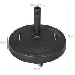 OUTSUNNY 23.5kg Round Resin Garden Parasol Base for Poles of 38mm-48mm in Black - thumbnail 3