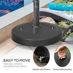 OUTSUNNY 23.5kg Round Resin Garden Parasol Base for Poles of 38mm-48mm in Black - thumbnail 6