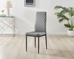 FurnitureboxUK Adley Brown Wood Storage Dining Table & 4 Velvet Milan Black Leg Chairs in Grey - thumbnail 5