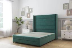 "Comfort Beds Milano Plush Divan Set 2 Drawers-54"" Wingback-Footboard in Emerald - Size: Small Double" - thumbnail 3