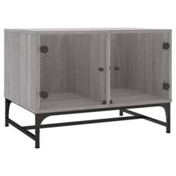 Berkfield Home Coffee Table with Glass Doors Grey Sonoma 68.5x50x50 cm - thumbnail 1