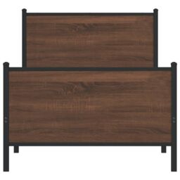 Berkfield Home Metal Bed Frame without Mattress Brown Oak 75x190 cm Small Single - thumbnail 5
