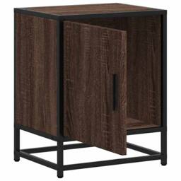 Berkfield Home Bedside Cabinet Brown Oak 40x31x50 cm Engineered Wood & Metal - Size: 40 x 31 x 50 cm - thumbnail 8