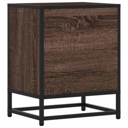 Berkfield Home Bedside Cabinet Brown Oak 40x31x50 cm Engineered Wood & Metal - Size: 40 x 31 x 50 cm - thumbnail 7