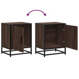Berkfield Home Bedside Cabinet Brown Oak 40x31x50 cm Engineered Wood & Metal - Size: 40 x 31 x 50 cm - thumbnail 9